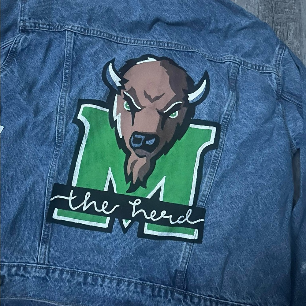 Denim Jacket with Marshall University Hand- Painted Graphic